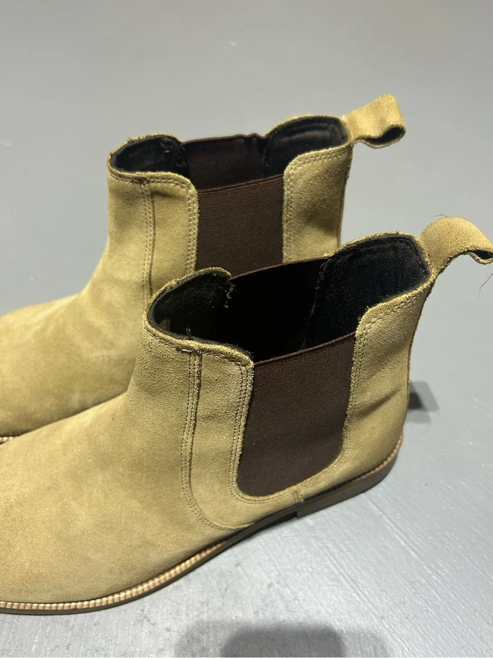 Crēvo Tan and Brown Suede Chelsea Boots (Men’s Size 10.5)